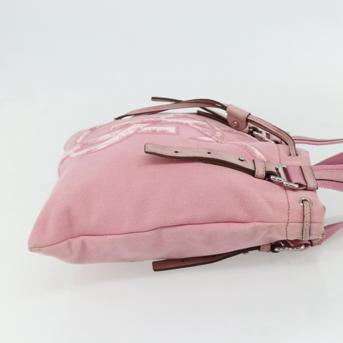 SAINT LAURENT Kahala Tote Bag Canvas Pink Silver 123435 Auth 176691