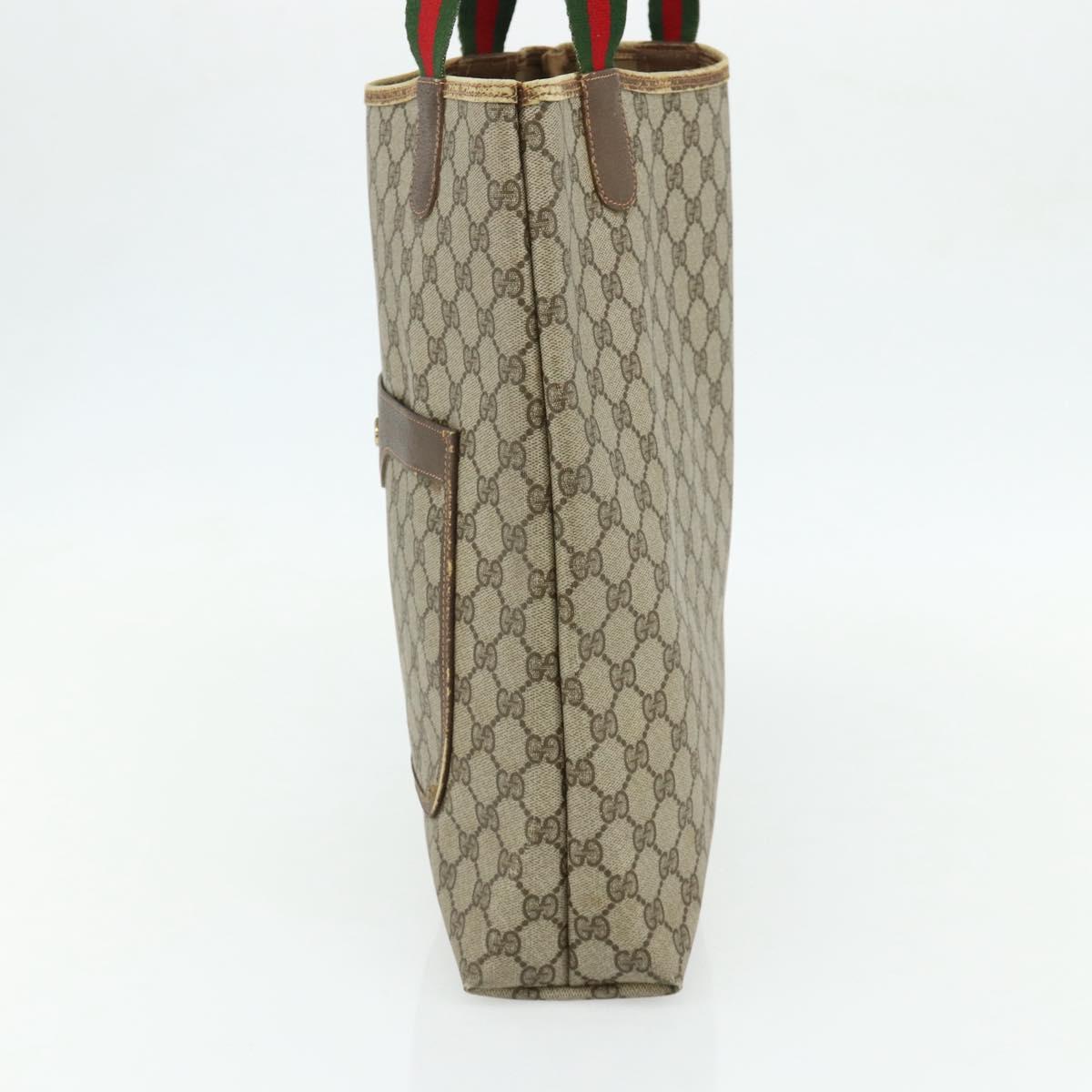 GUCCI GG Supreme Web Sherry Line Tote Bag PVC Beige Red 39 02 003 Auth 176694