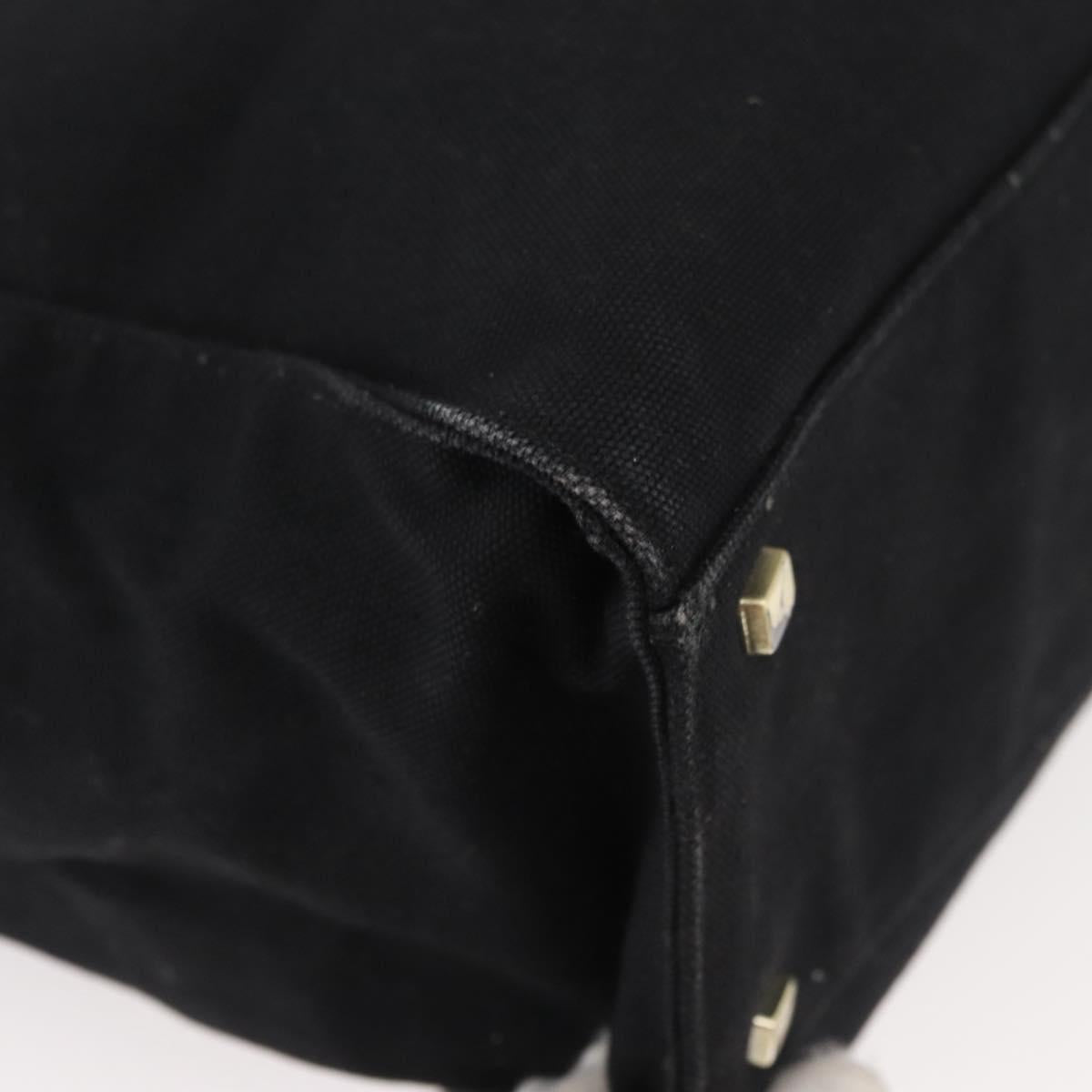 PRADA Tote Bag Canvas Black Gold Auth 176696