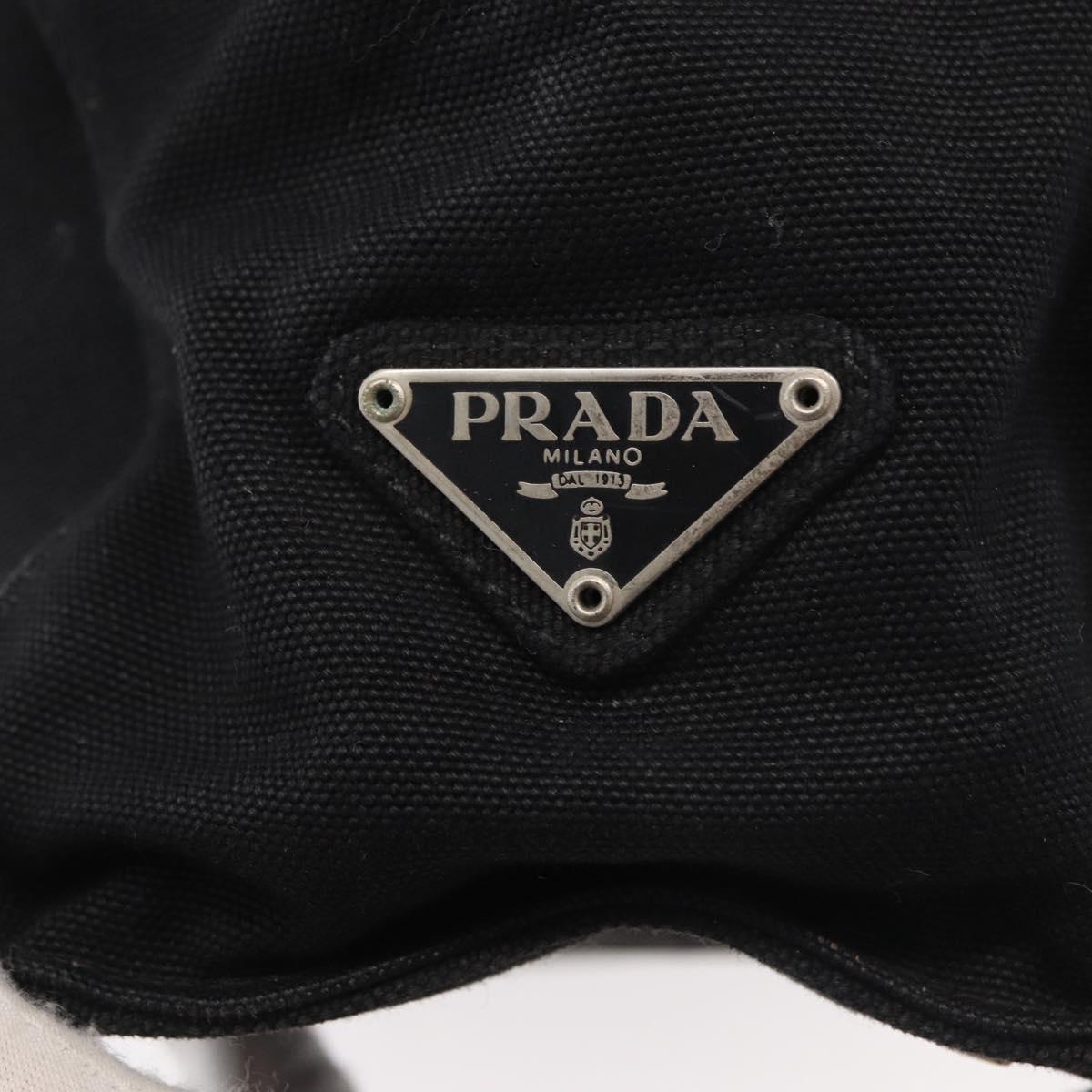 PRADA Tote Bag Canvas Black Gold Auth 176696