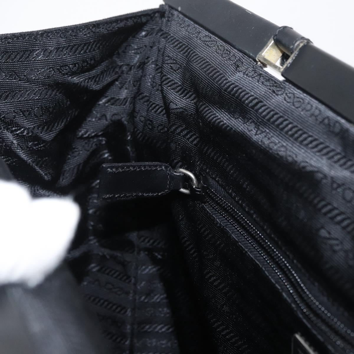 PRADA Tote Bag Canvas Black Gold Auth 176696