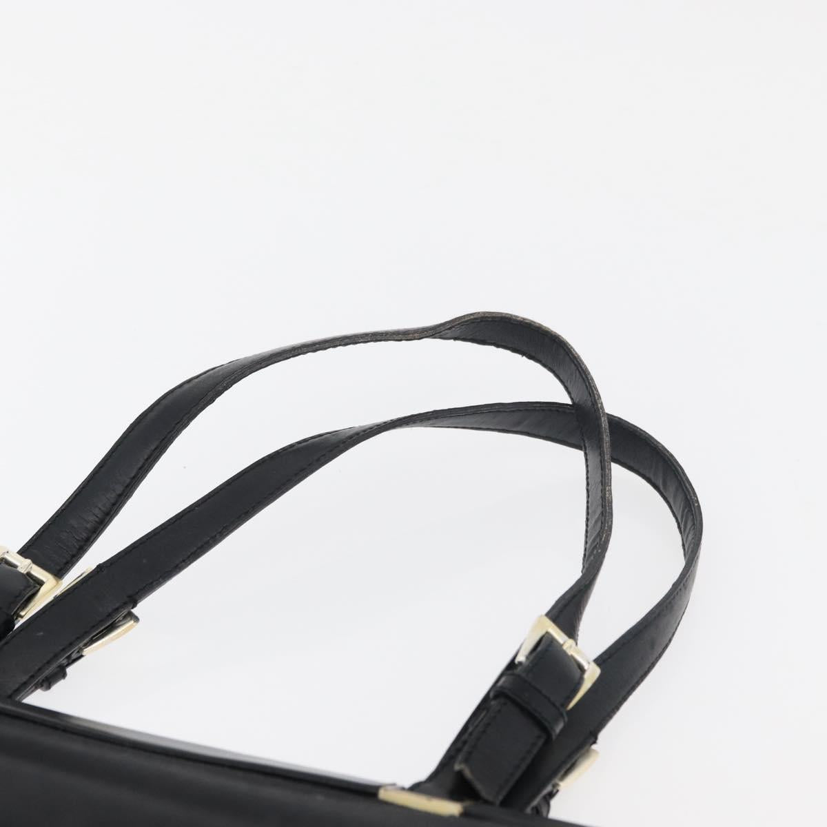 PRADA Tote Bag Canvas Black Gold Auth 176696