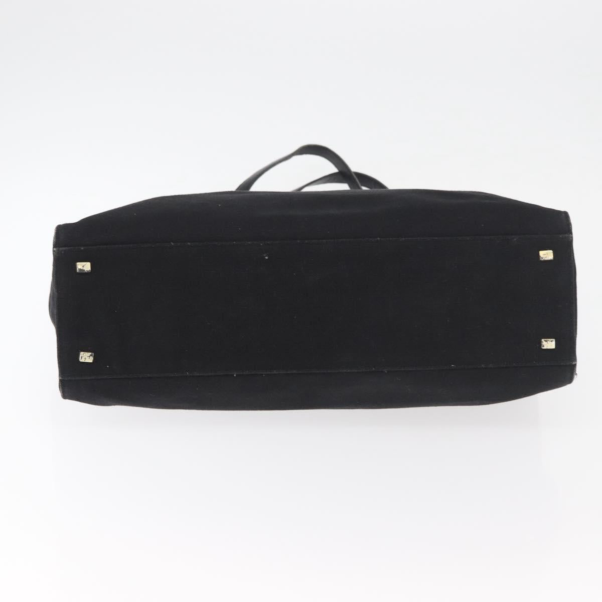 PRADA Tote Bag Canvas Black Gold Auth 176696