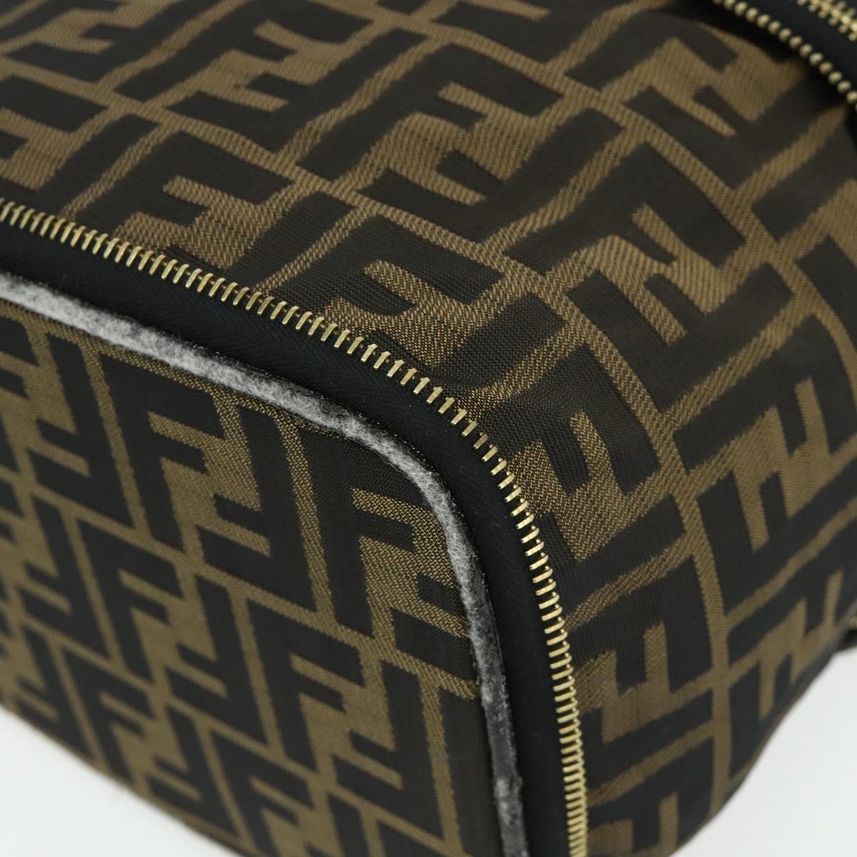 FENDI Zucca Canvas Vanity Hand Bag Brown Black Auth 176697