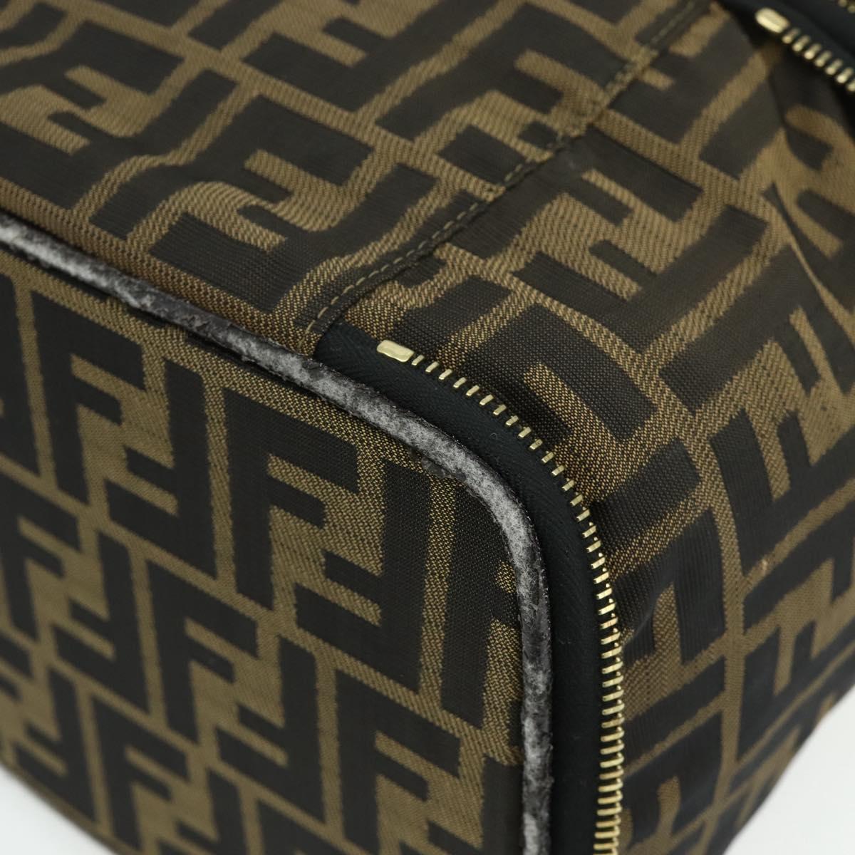 FENDI Zucca Canvas Vanity Hand Bag Brown Black Auth 176697