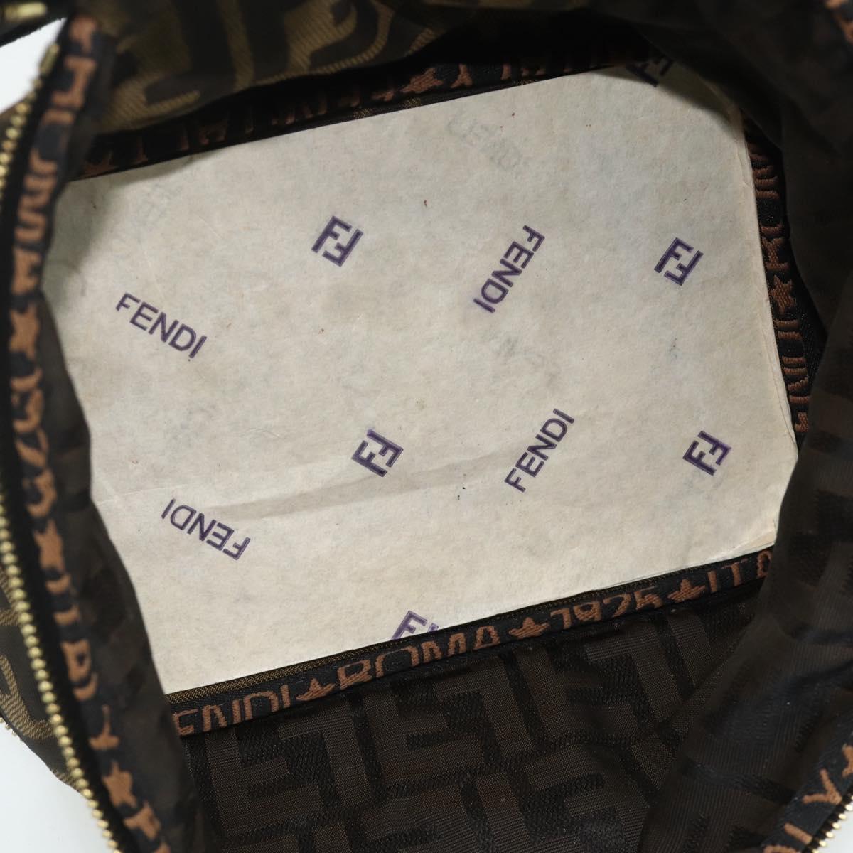 FENDI Zucca Canvas Vanity Hand Bag Brown Black Auth 176697