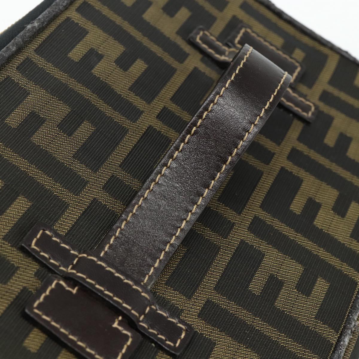 FENDI Zucca Canvas Vanity Hand Bag Brown Black Auth 176697
