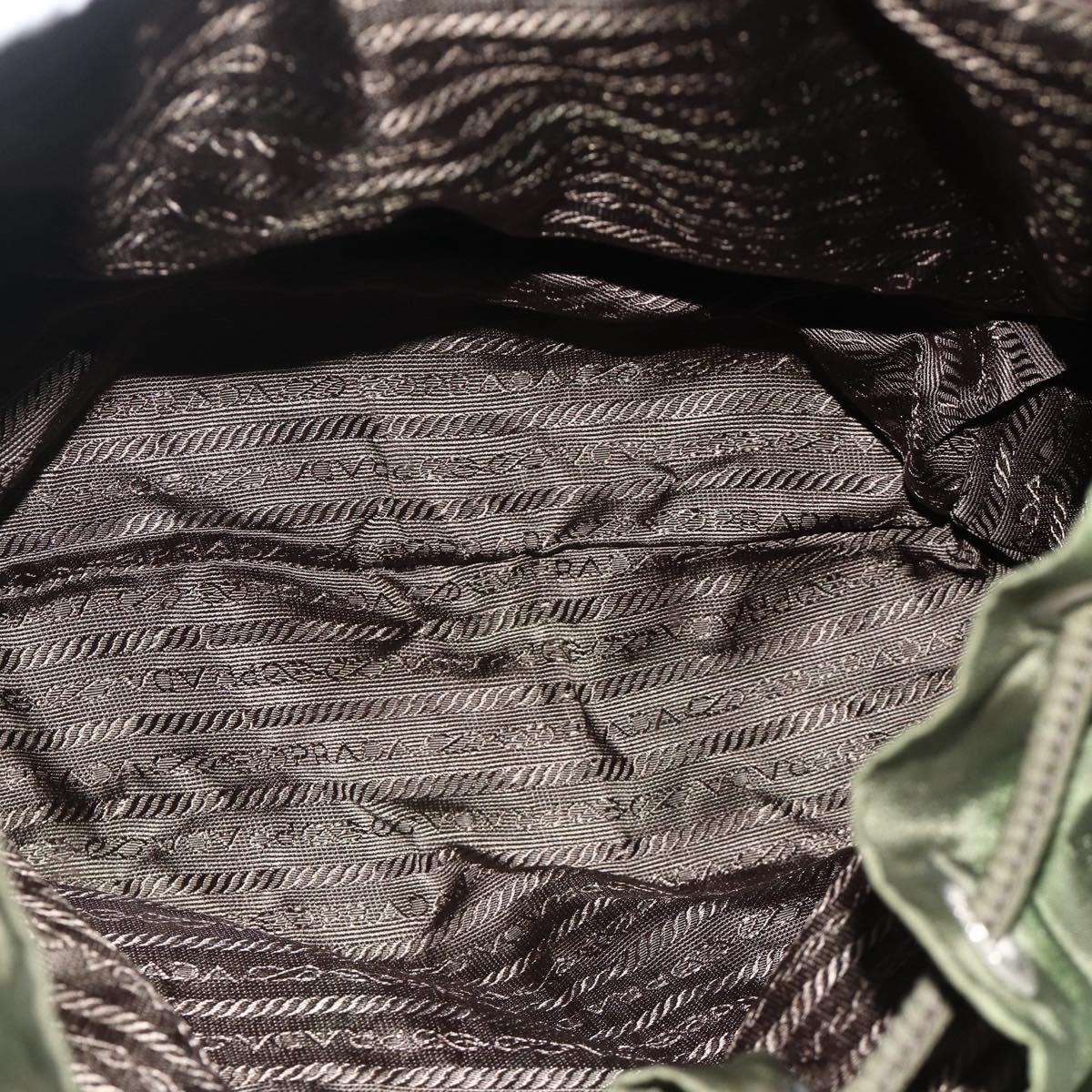 PRADA Backpack Nylon Silver Khaki Auth 176699