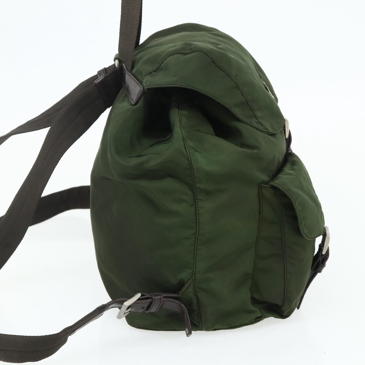 PRADA Backpack Nylon Silver Khaki Auth 176699