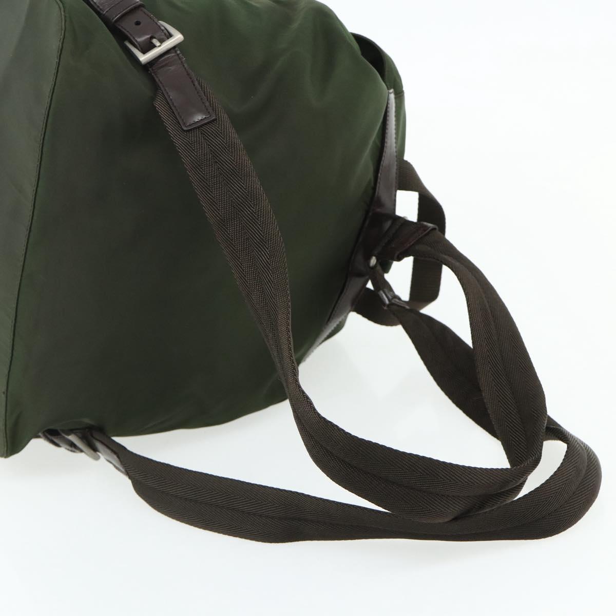 PRADA Backpack Nylon Silver Khaki Auth 176699