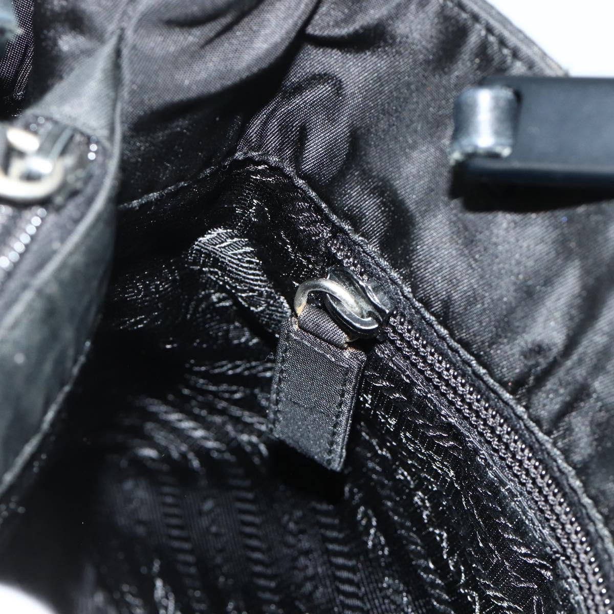 PRADA Chain Hand Bag Nylon Black Auth 176700