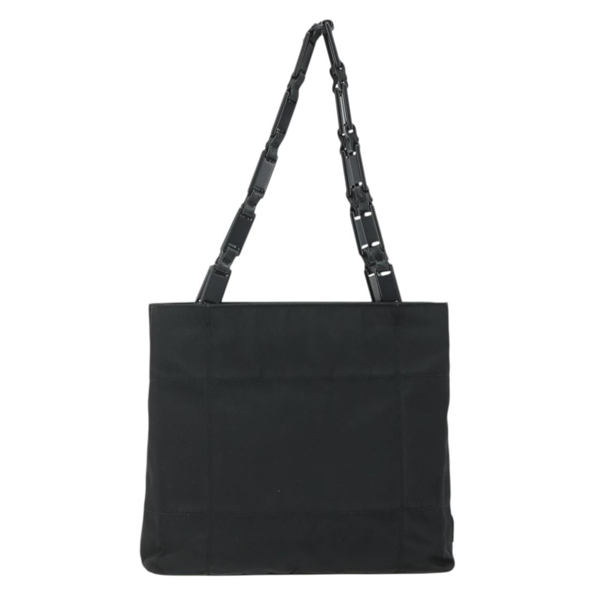 PRADA Chain Hand Bag Nylon Black Auth 176700