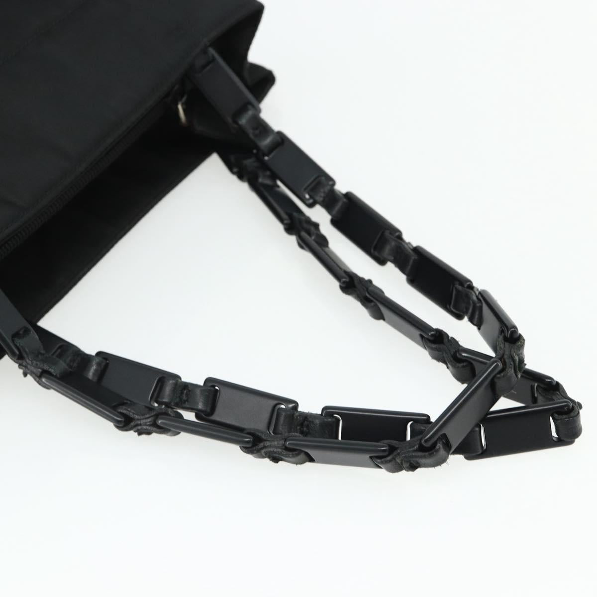 PRADA Chain Hand Bag Nylon Black Auth 176700