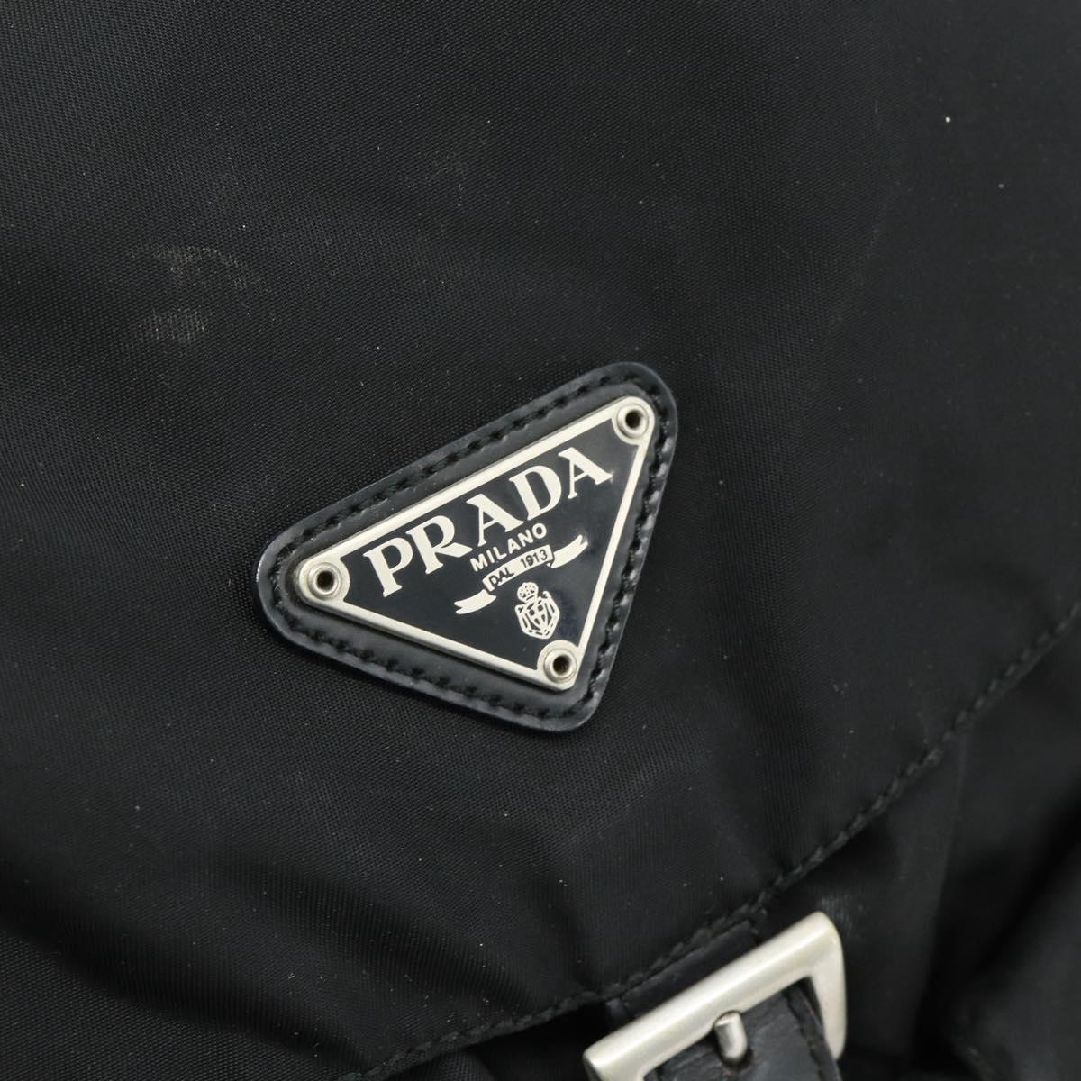 PRADA Backpack Nylon Silver Black Auth 176702