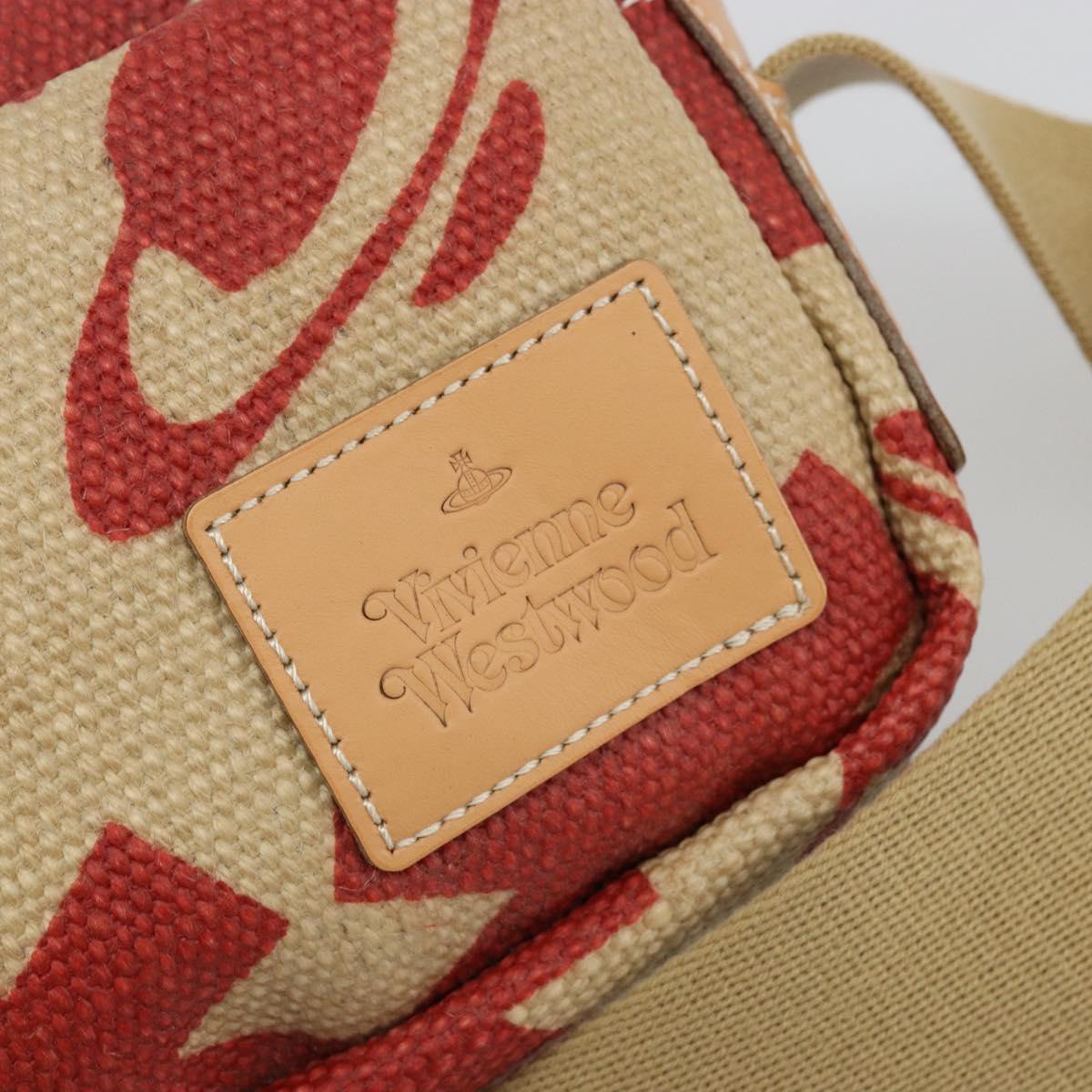 Vivienne Westwood Shoulder Bag Canvas Beige Silver Auth 176706A