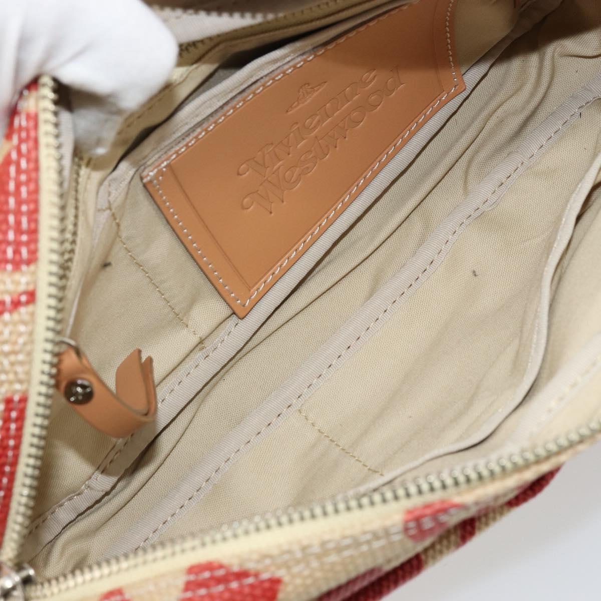 Vivienne Westwood Shoulder Bag Canvas Beige Silver Auth 176706A