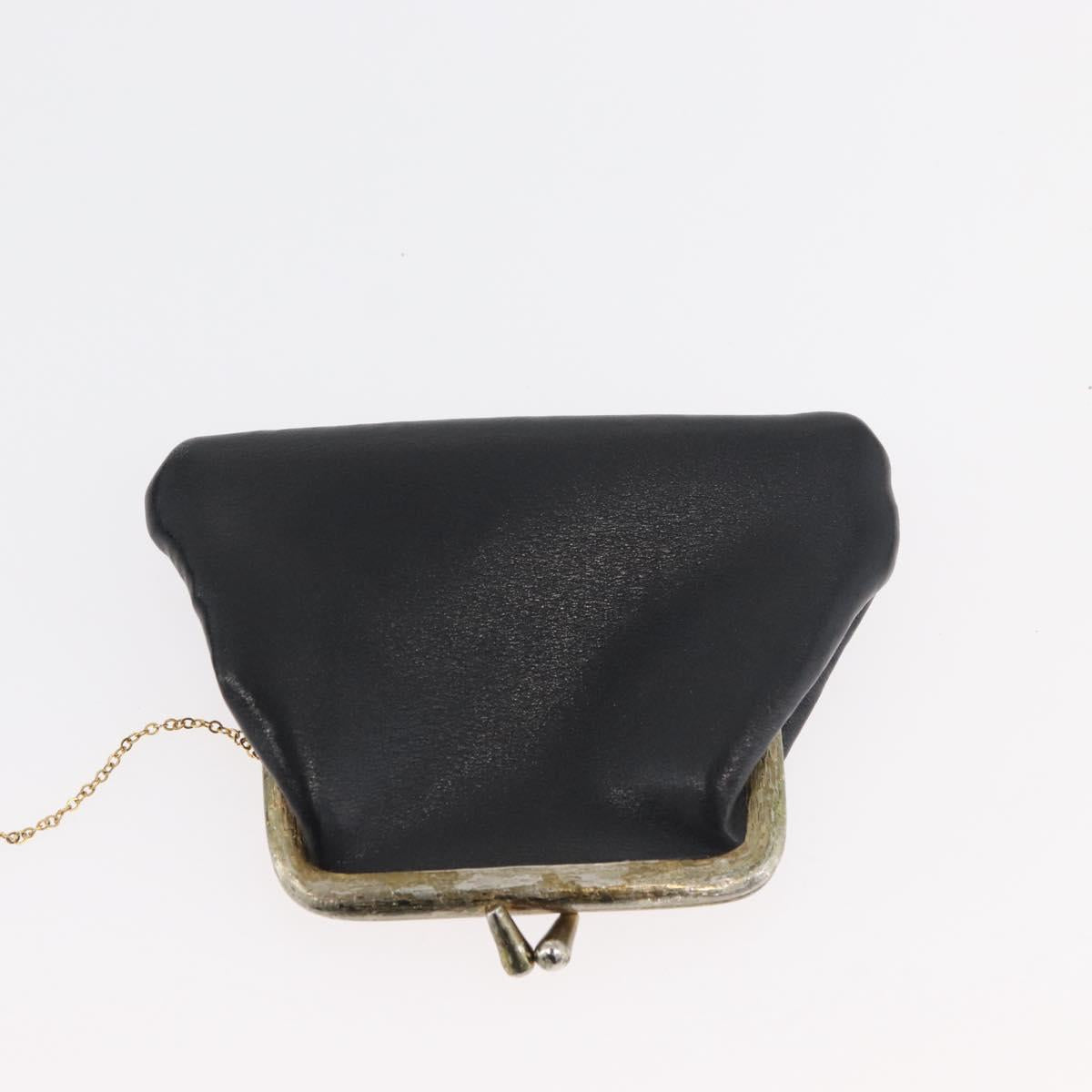 Christian Dior Hand Bag Calf Skin Black Gold Auth 176736