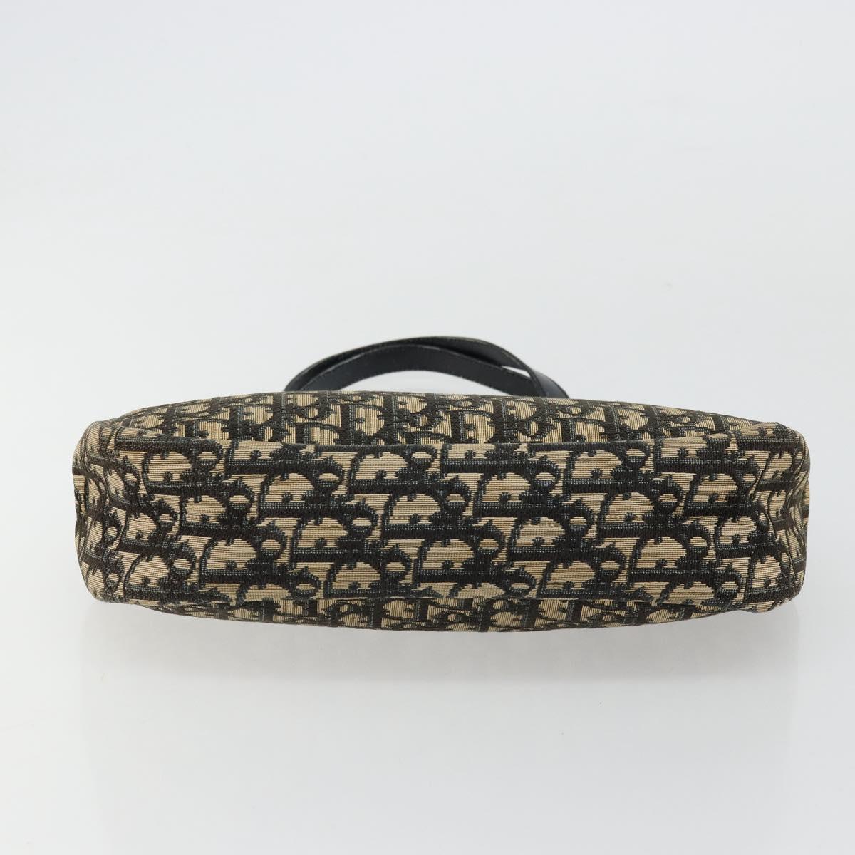 Christian Dior Trotter Canvas Hand Bag Navy Gold Auth 176737