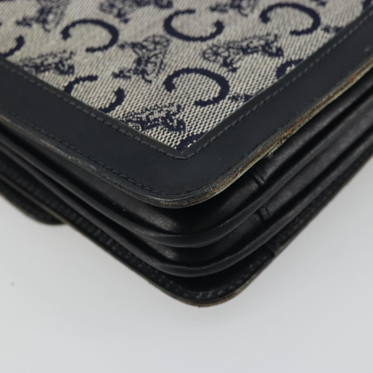 CELINE C Sulky Shoulder Bag Canvas Navy Gold Auth 176739