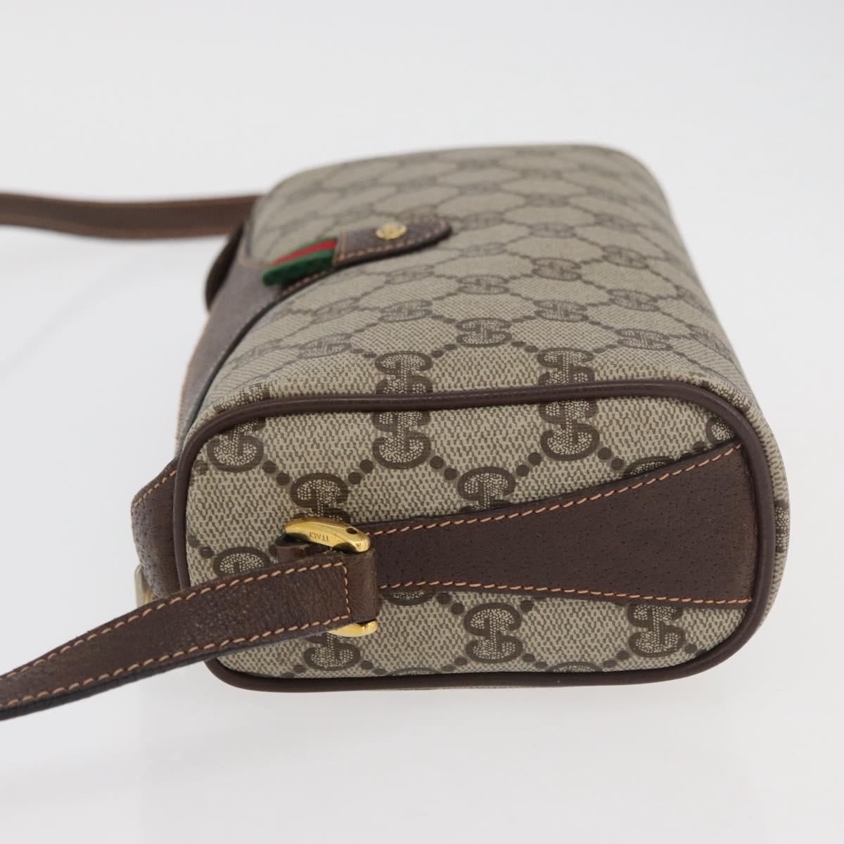 GUCCI GG Supreme Web Sherry Line Bag PVC Beige Gold 89 02 018 Auth 176741