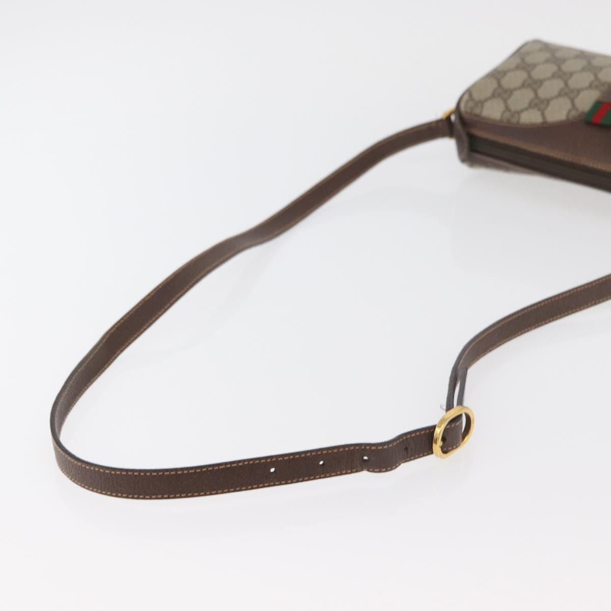 GUCCI GG Supreme Web Sherry Line Bag PVC Beige Gold 89 02 018 Auth 176741