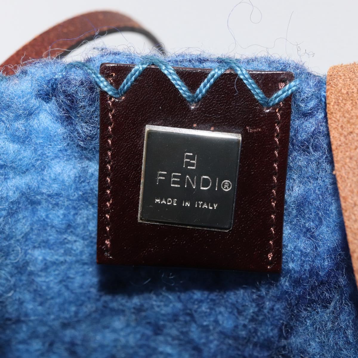 FENDI Tote Bag Wool Blue Auth 176743V