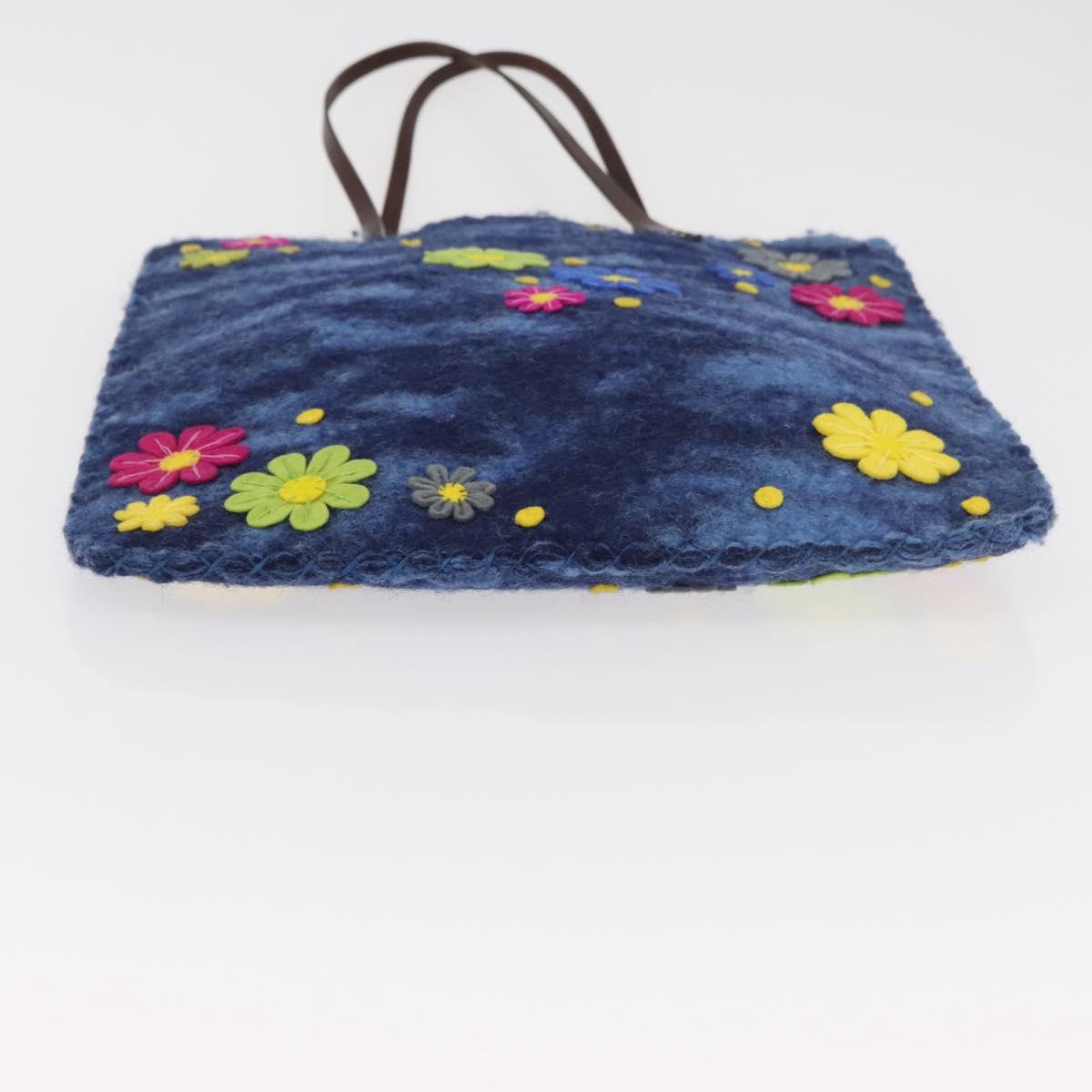 FENDI Tote Bag Wool Blue Auth 176743V