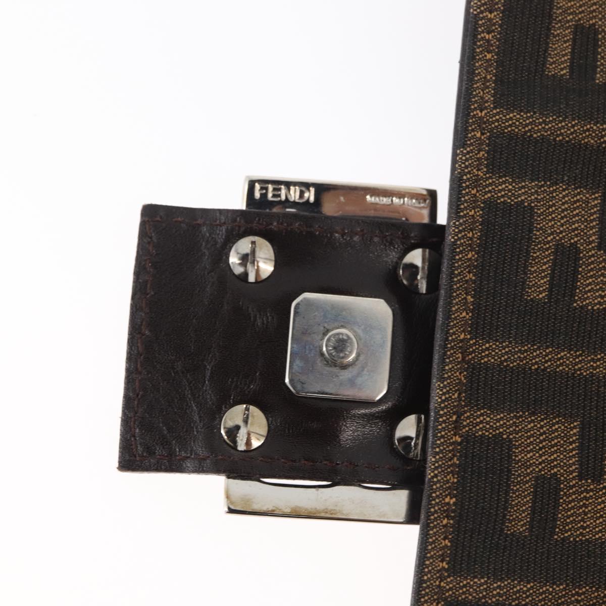 FENDI Zucca Canvas Mamma Baguette Shoulder Bag Black Brown Auth 176746SAV