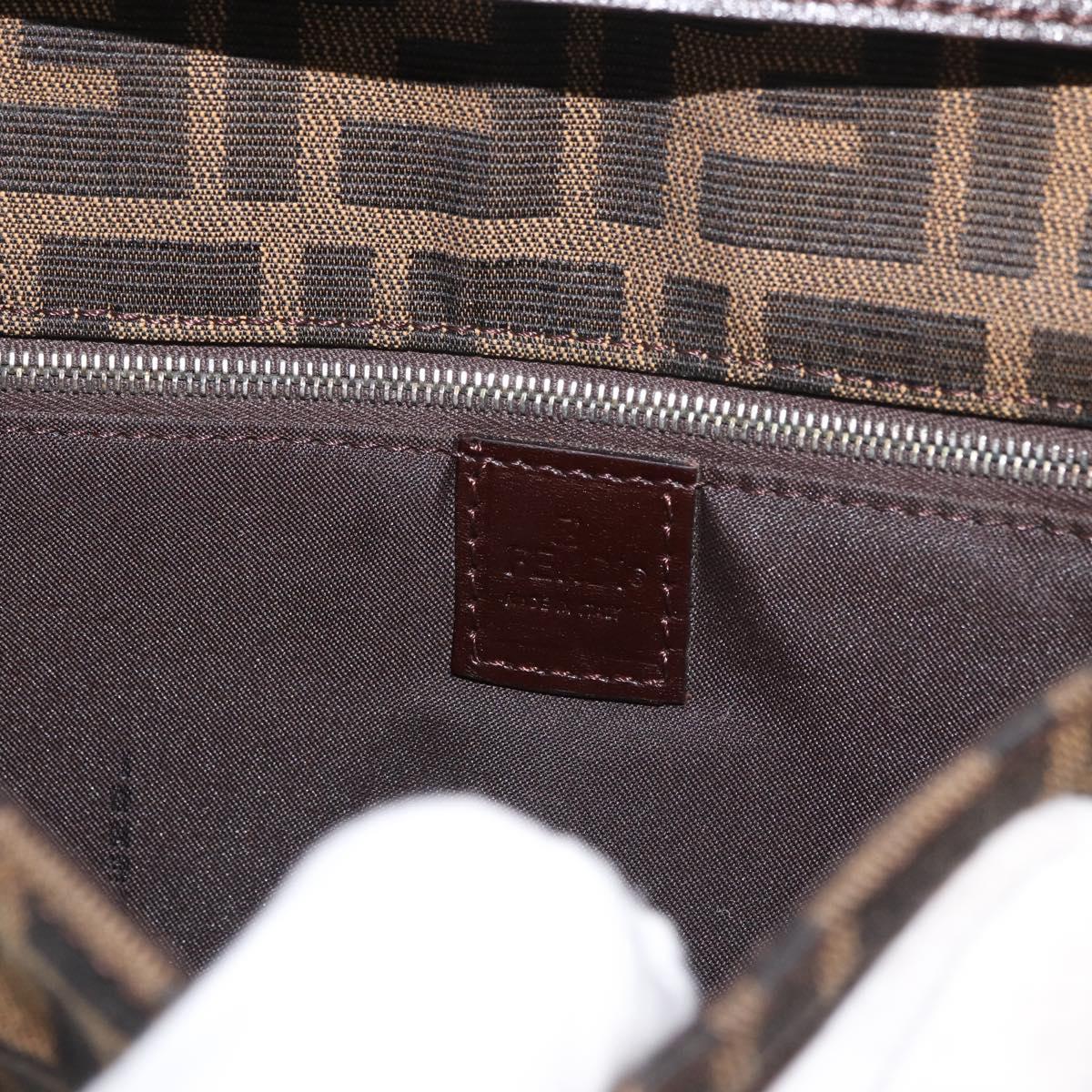 FENDI Zucca Canvas Mamma Baguette Shoulder Bag Black Brown Auth 176746SAV