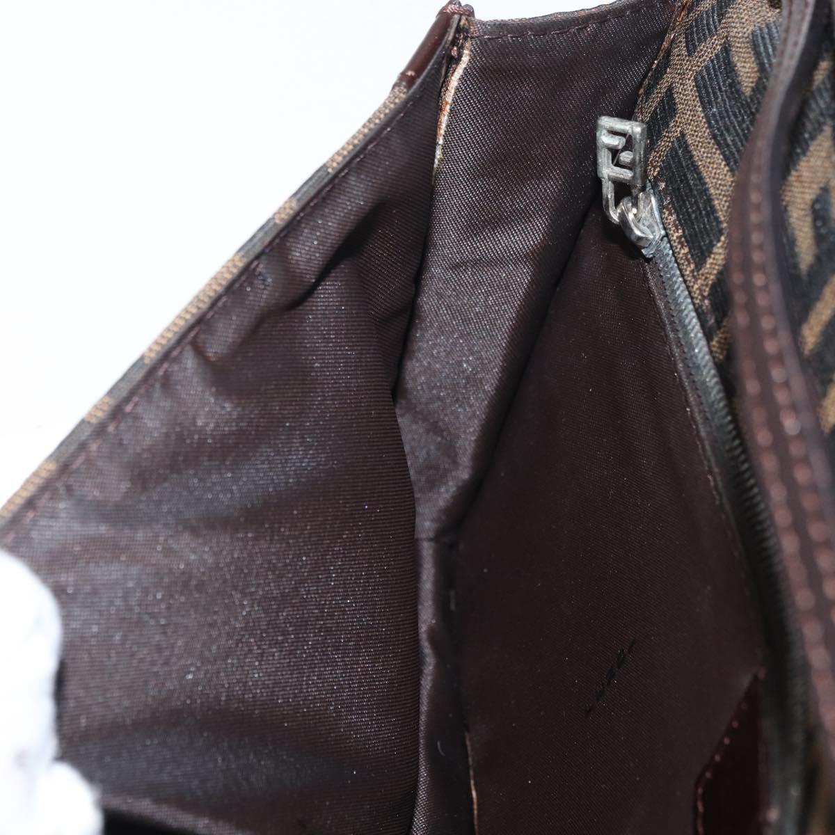 FENDI Zucca Canvas Mamma Baguette Shoulder Bag Black Brown Auth 176746SAV