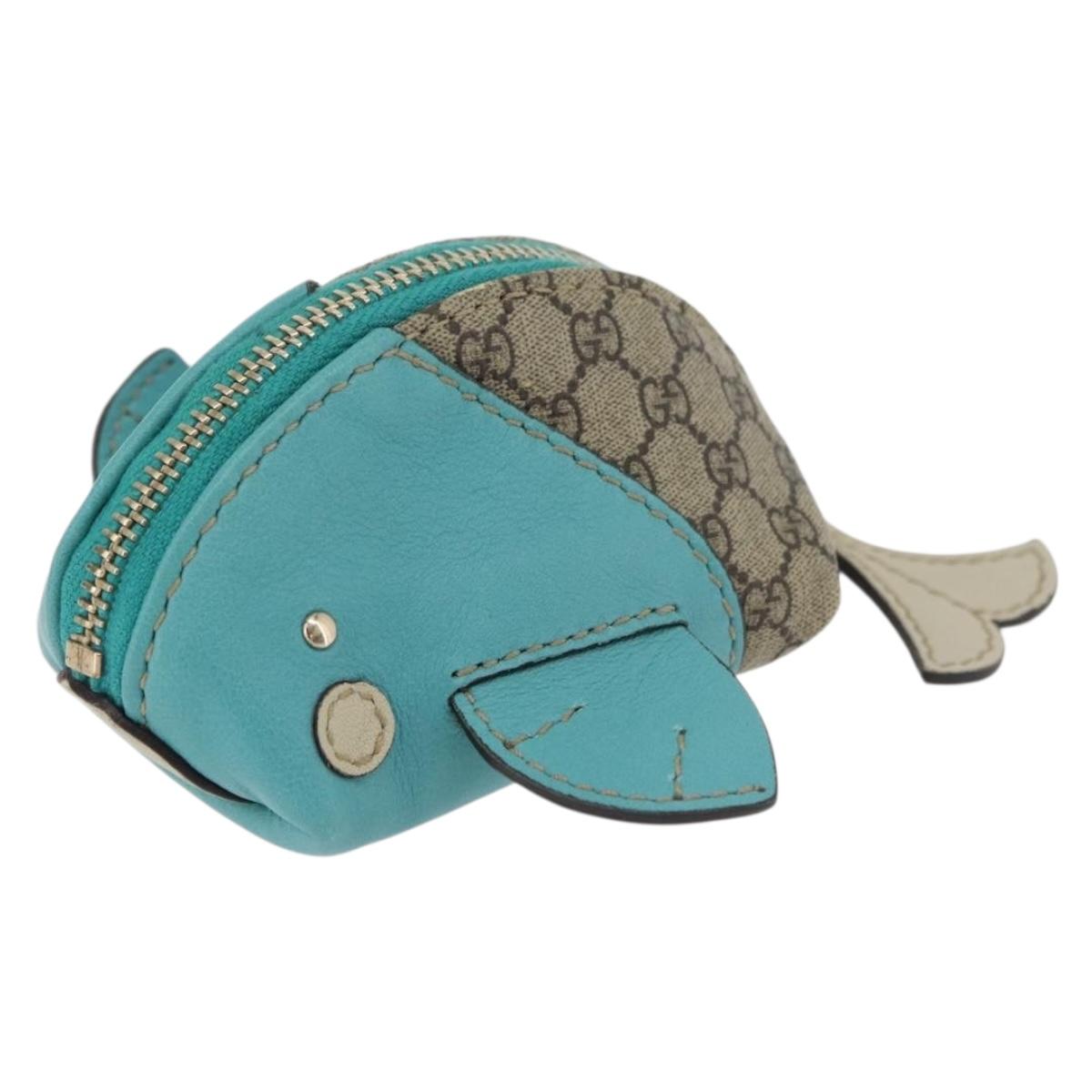 GUCCI GG Supreme Whale Coin Purse PVC Beige Gold 256862 Auth 176753A