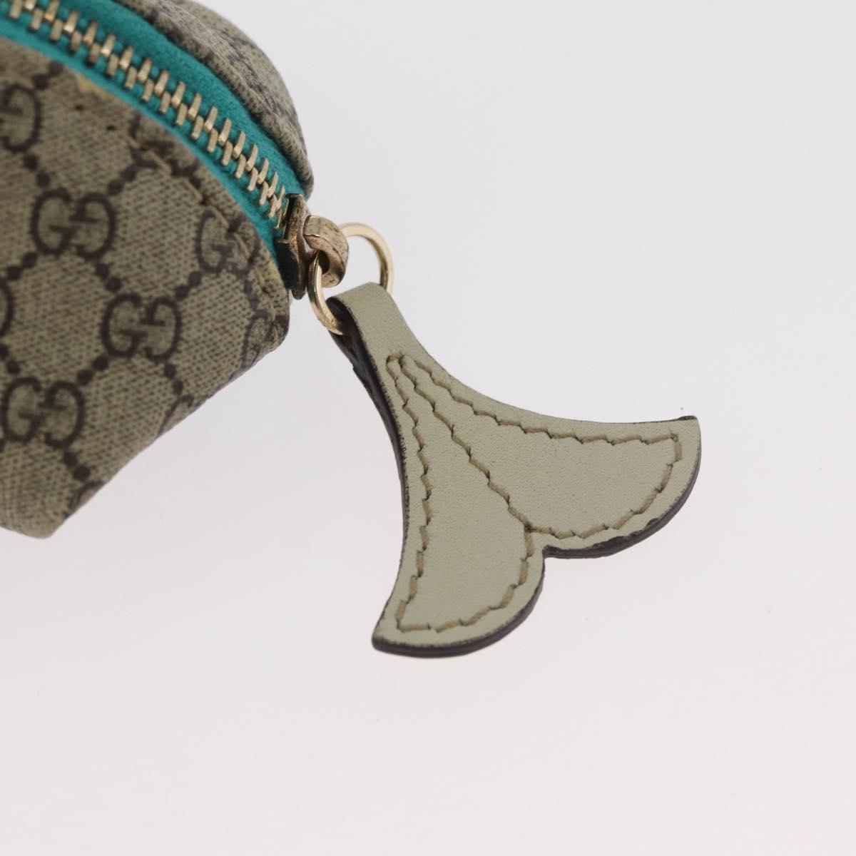 GUCCI GG Supreme Whale Coin Purse PVC Beige Gold 256862 Auth 176753A
