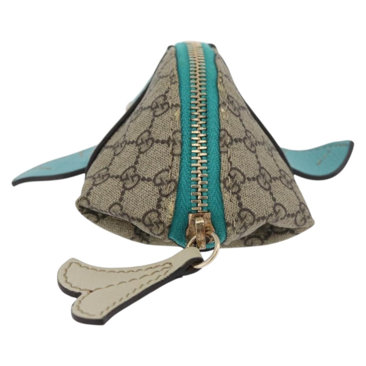 GUCCI GG Supreme Whale Coin Purse PVC Beige Gold 256862 Auth 176753A