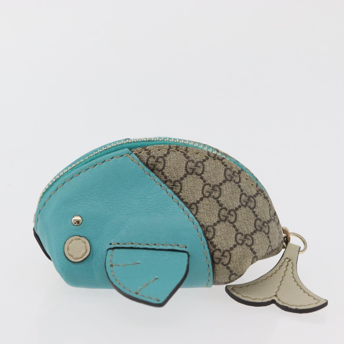 GUCCI GG Supreme Whale Coin Purse PVC Beige Gold 256862 Auth 176753A