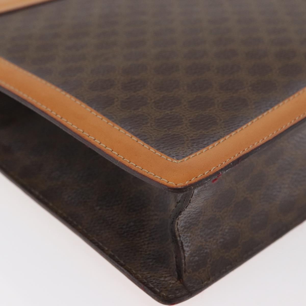 CELINE Macadam Canvas Medallion Hand Bag PVC Leather Brown Gold Auth 176759A