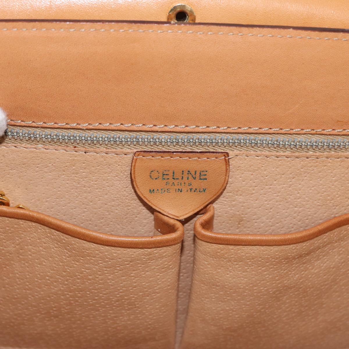 CELINE Macadam Canvas Medallion Hand Bag PVC Leather Brown Gold Auth 176759A