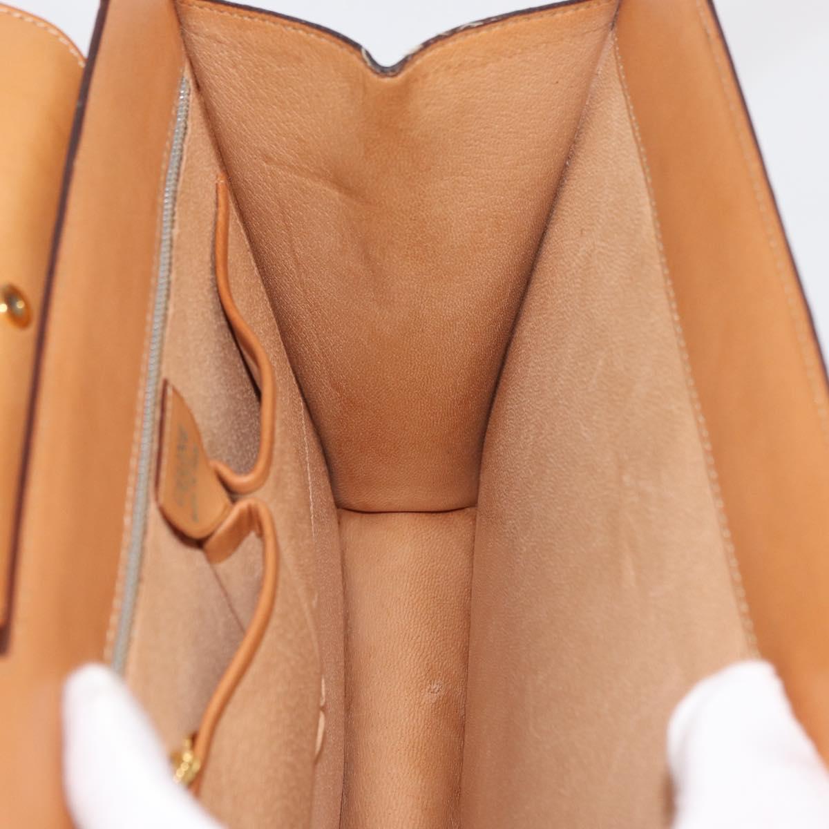 CELINE Macadam Canvas Medallion Hand Bag PVC Leather Brown Gold Auth 176759A