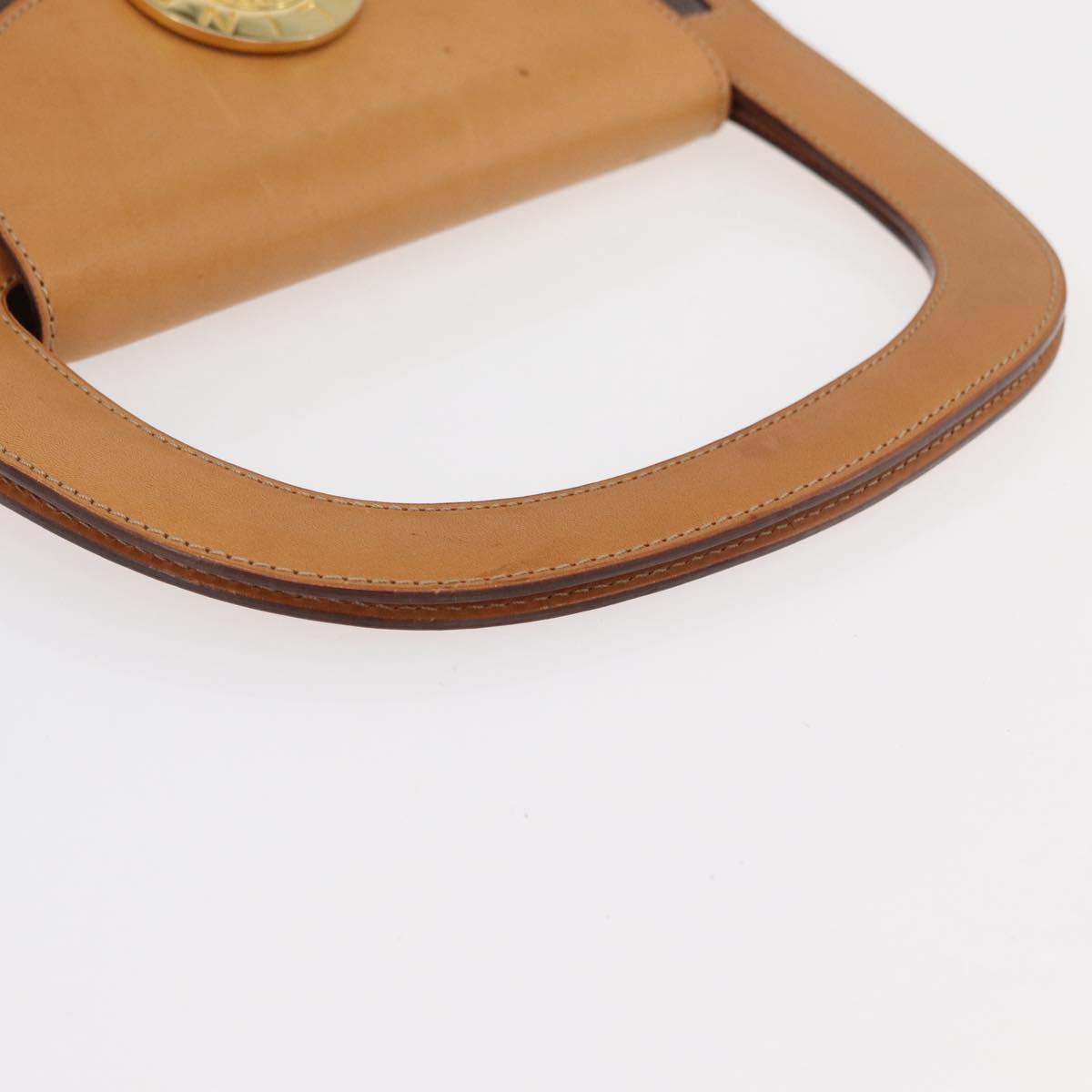 CELINE Macadam Canvas Medallion Hand Bag PVC Leather Brown Gold Auth 176759A