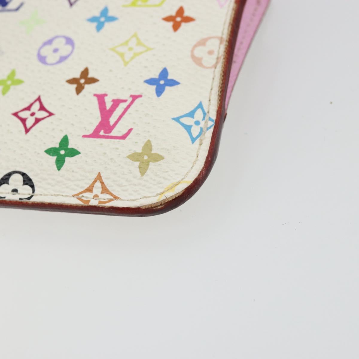 LOUIS VUITTON Multicolor Pochette Cles NM Coin Purse White M93734 Auth 176769