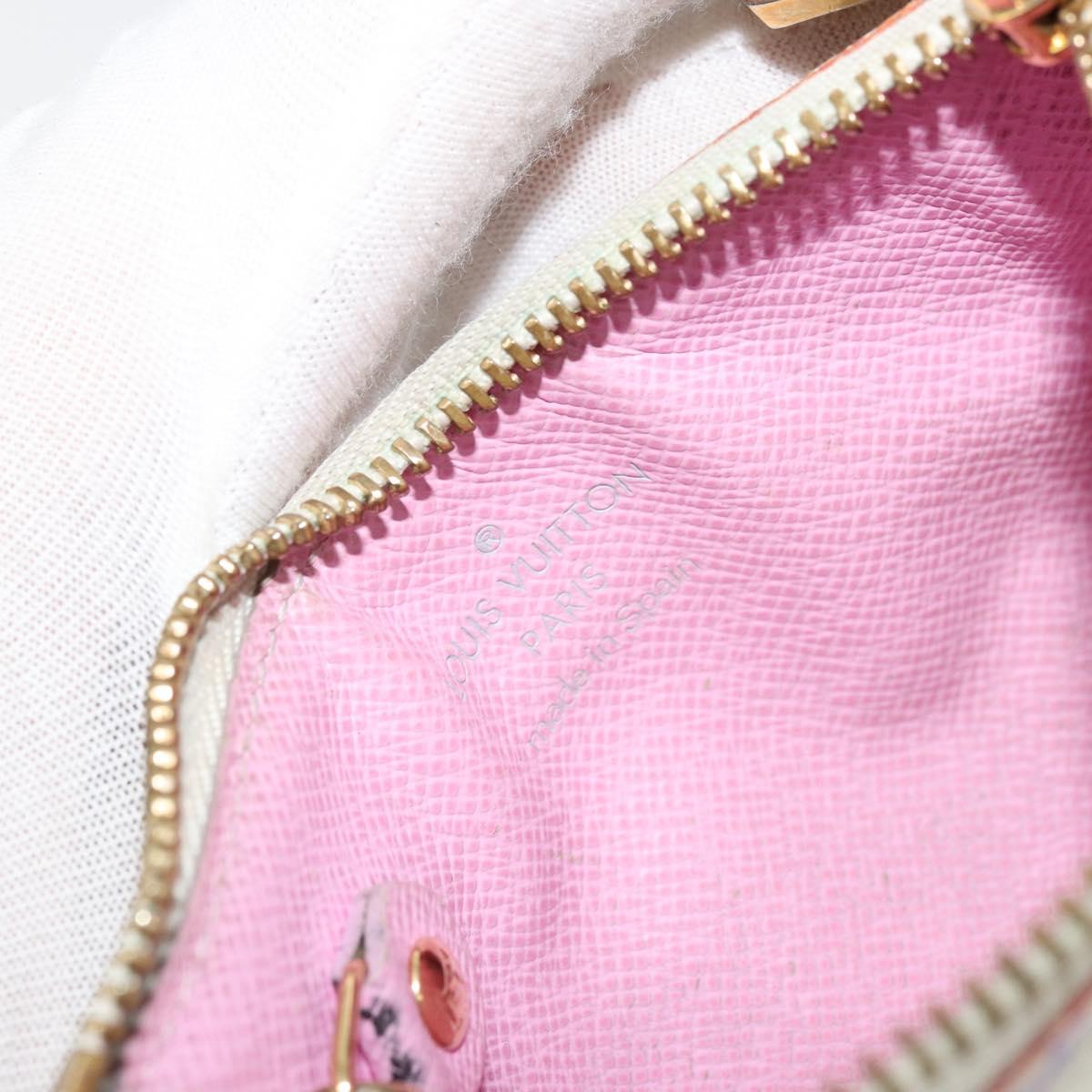 LOUIS VUITTON Multicolor Pochette Cles NM Coin Purse White M93734 Auth 176769