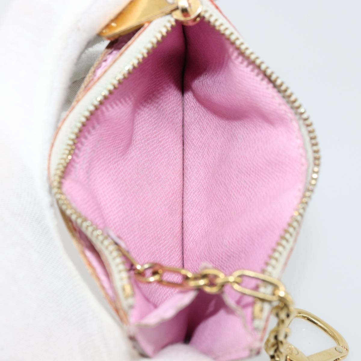 LOUIS VUITTON Multicolor Pochette Cles NM Coin Purse White M93734 Auth 176769