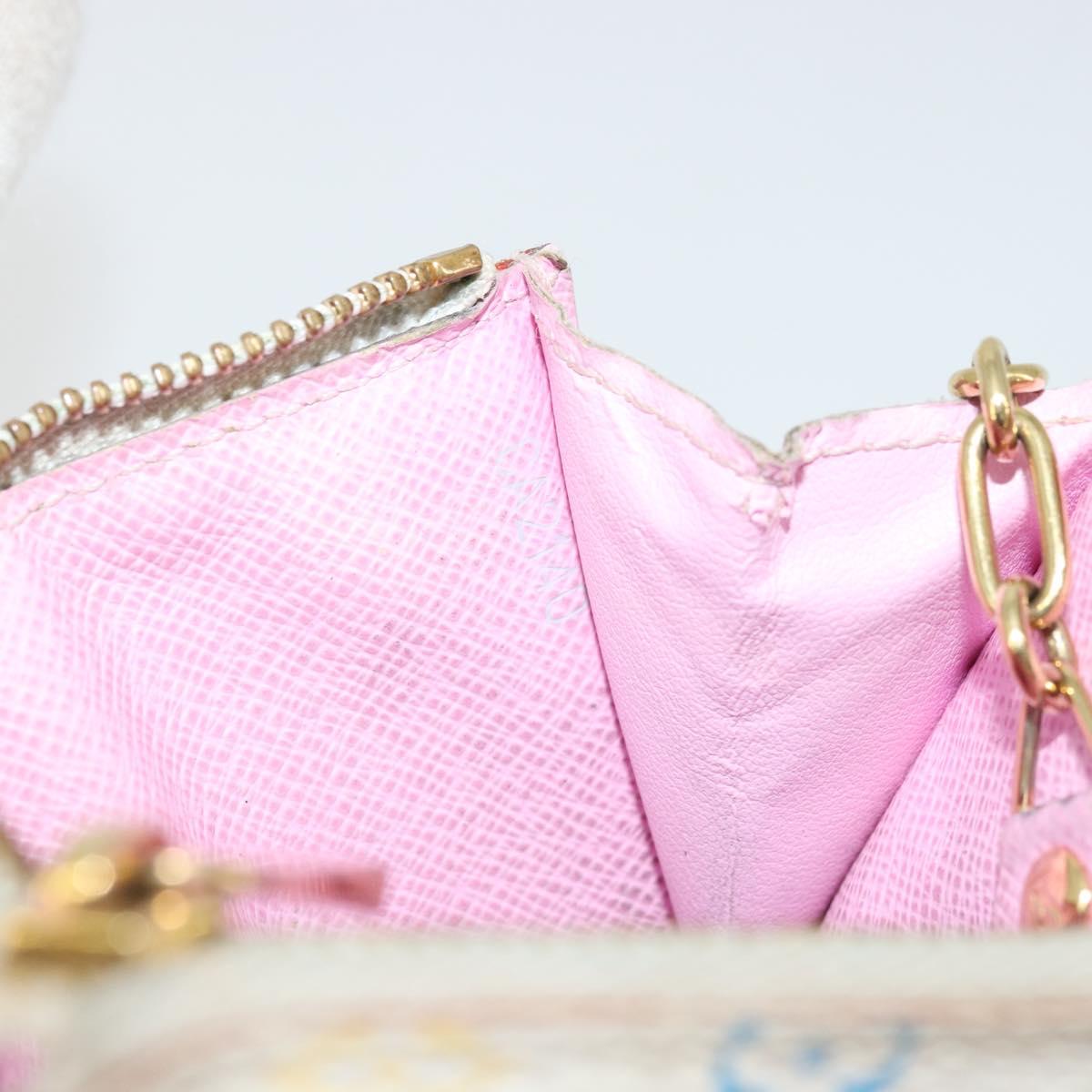 LOUIS VUITTON Multicolor Pochette Cles NM Coin Purse White M93734 Auth 176769
