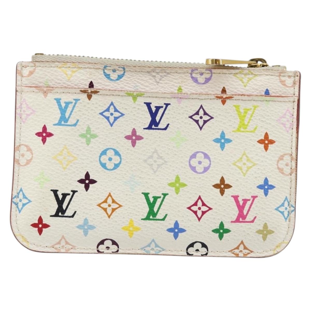 LOUIS VUITTON Multicolor Pochette Cles NM Coin Purse White M93734 Auth 176769