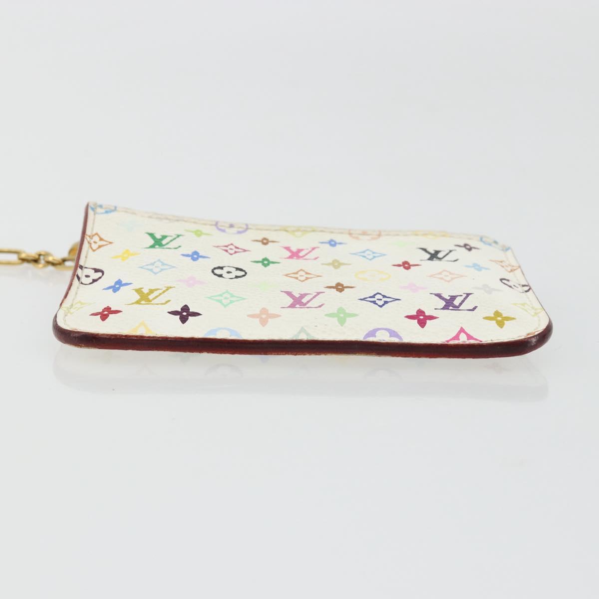 LOUIS VUITTON Multicolor Pochette Cles NM Coin Purse White M93734 Auth 176769