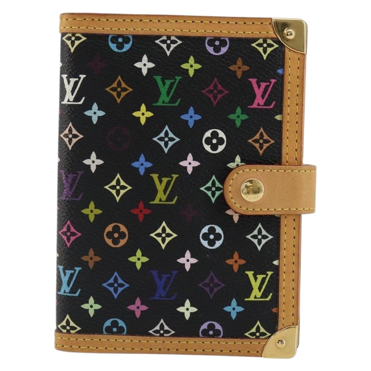 LOUIS VUITTON Monogram Multicolor Agenda PM Day Cover Black R20895 Auth 176772V