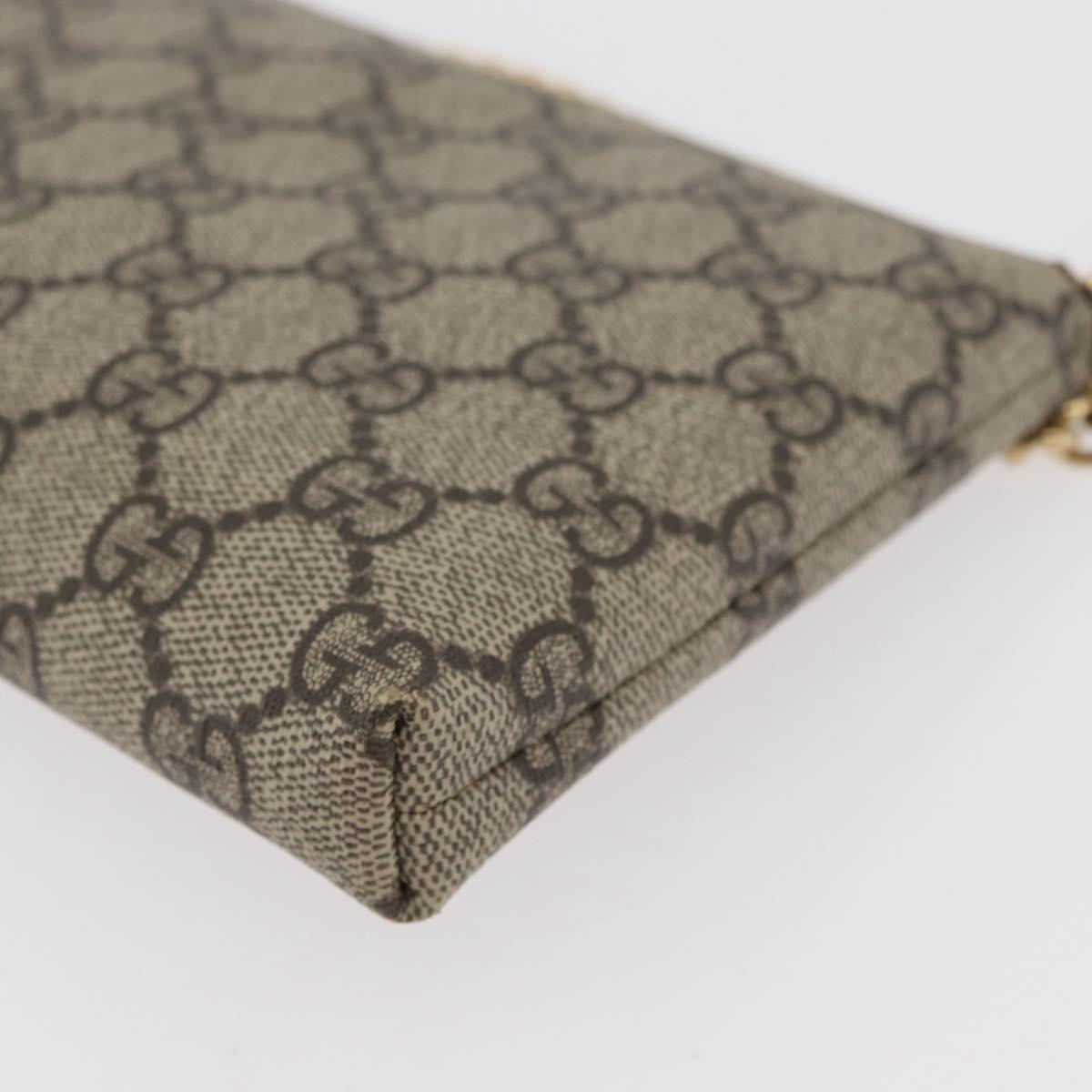 GUCCI GG Supreme Chain Shoulder Bag PVC Beige Gold 456866 Auth 176776A