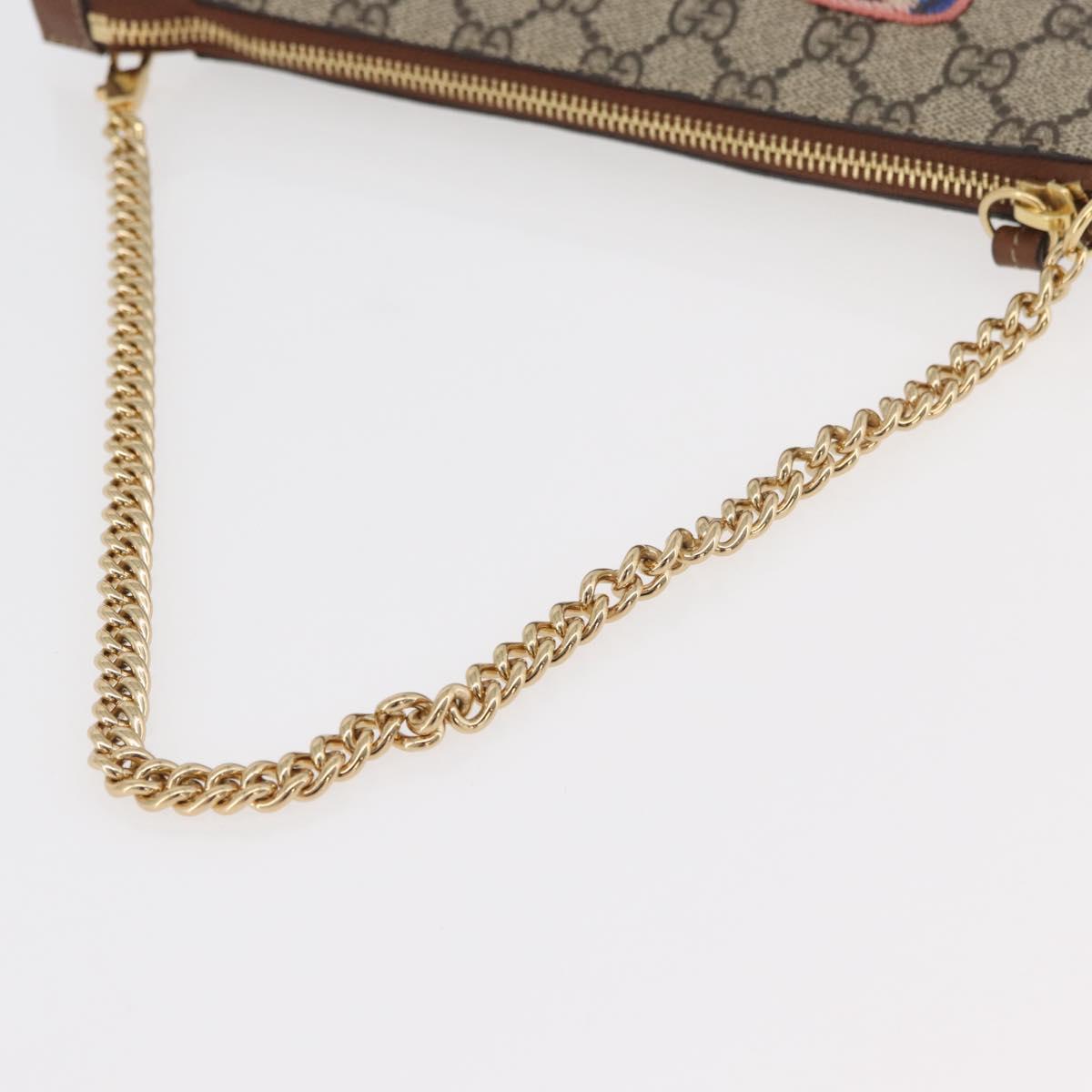 GUCCI GG Supreme Chain Shoulder Bag PVC Beige Gold 456866 Auth 176776A