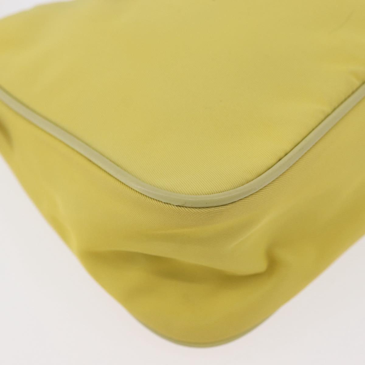 PRADA Chain Shoulder Bag Nylon Yellow Gold Auth 176777A