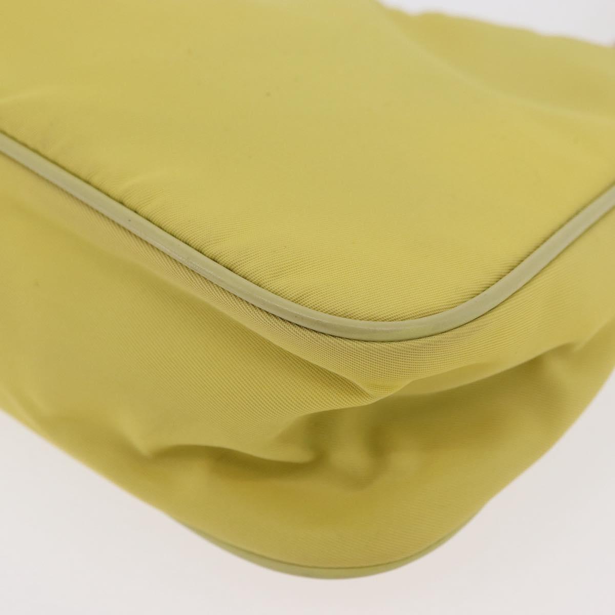 PRADA Chain Shoulder Bag Nylon Yellow Gold Auth 176777A