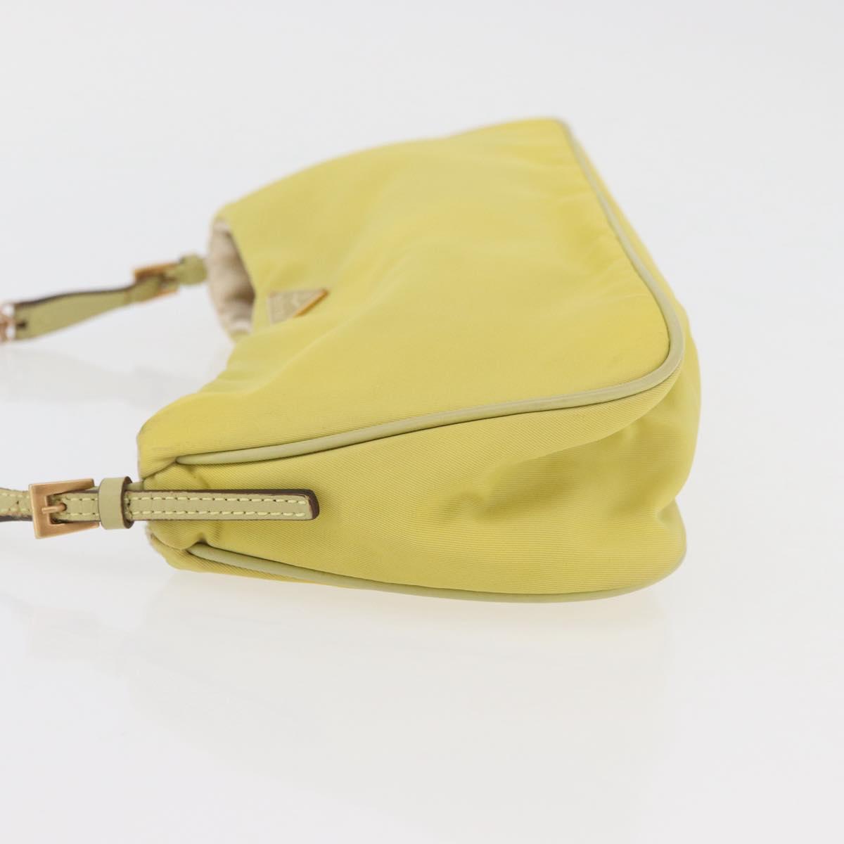 PRADA Chain Shoulder Bag Nylon Yellow Gold Auth 176777A